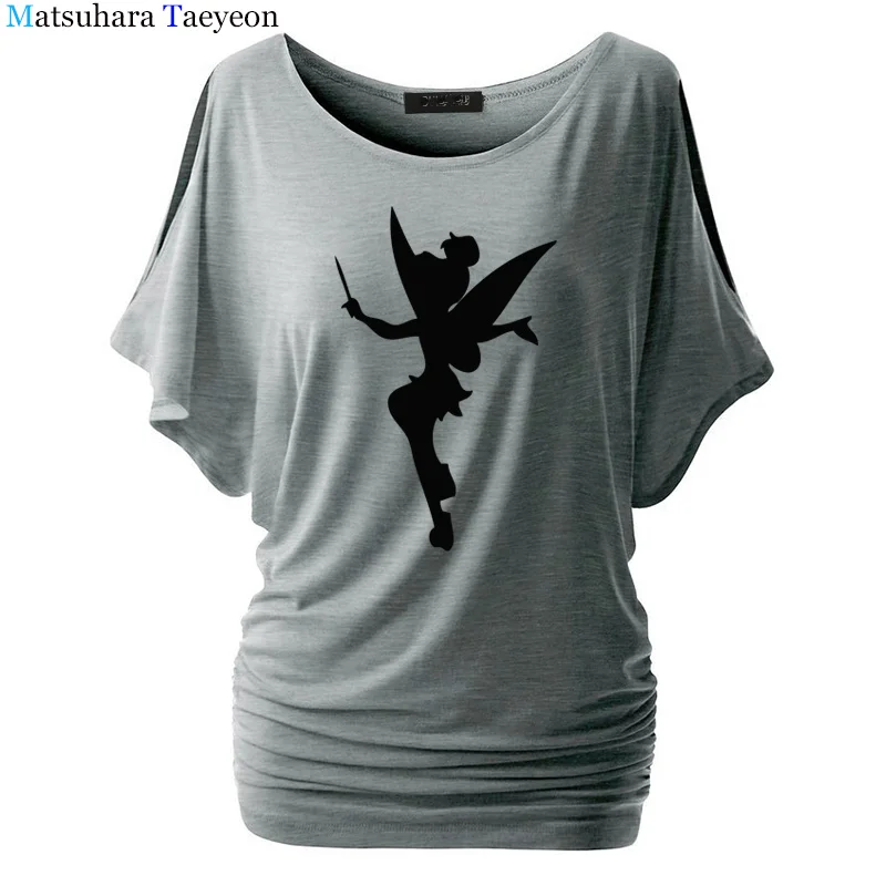 Футболка женская фея Динь-Динь силуэт мультфильм фея футболка Femme Tinkerbell печатных милый Harajuku футболка T76 - Цвет: 7