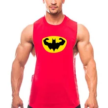 Лидер продаж Бэтмен фитнес жилет мужской летний хлопок бег спорт открытый разрез без рукавов Футболка