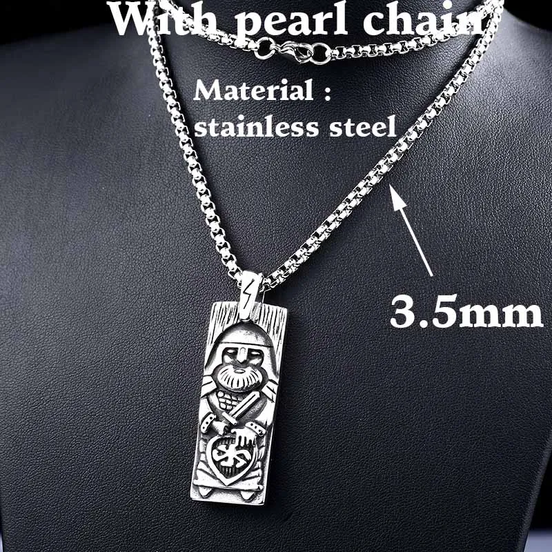 pearl chain style Байер 316L нержавеющая сталь легендарный амулет викингов Одина кулон ожерелье Викинг скандинавский талисман подвеска ювелирные изделия LP286 - Окраска металла: pearl chain style