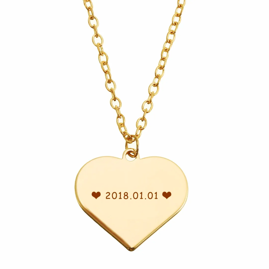 2019 New Personalized Link Chain Long Necklace For Couple Engrave Name Initial Necklace Pendant Charm Stainless Steel Jewelry
