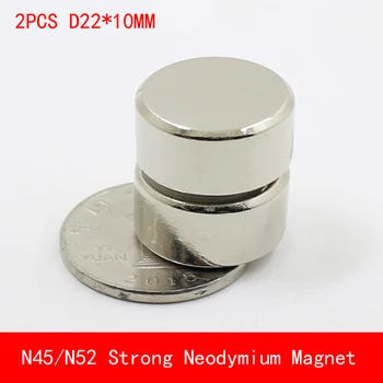 

2PCS N45 N52 round magnet D22x10mm Super strong neodymium N52 magnets diameter 22*10mm