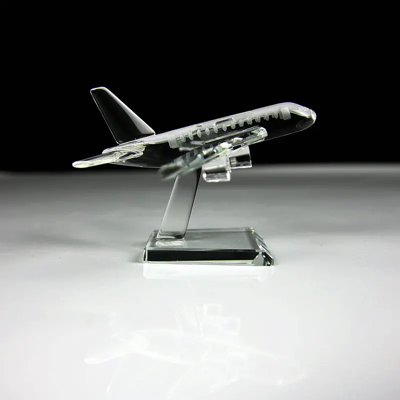 Delicate Crystal Glass Airplane Model Small Plane Aircraft Art Office