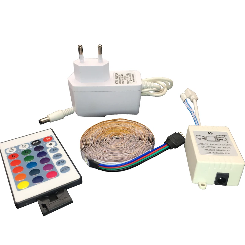 

LED Strip Light RGB SMD 3528 LED Tape 5M NOT Waterproof LED Flexible strip diode lighting Ribbon controller DC 12V Adapter set