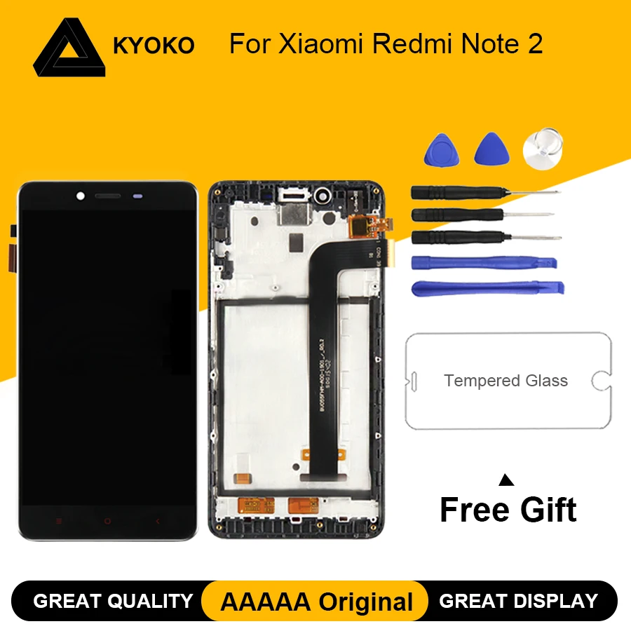 

AAAAA Original LCD For XIAOMI Redmi Note 2 Display Touch Screen Replacement Digitizer Assembly For Redmi Note 2 LCD With Frame