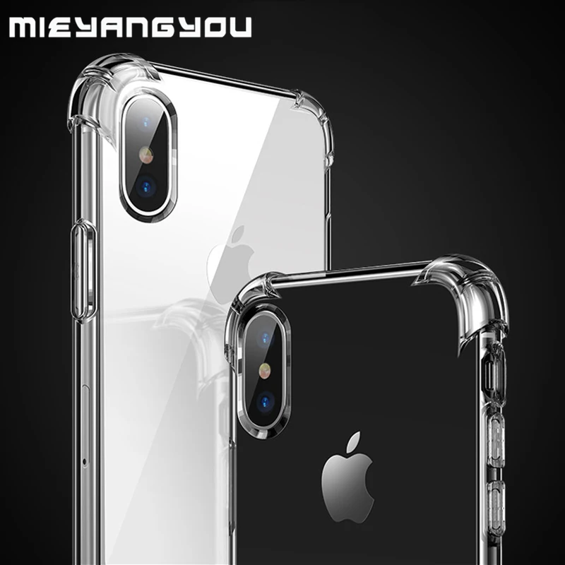 Противоударный прозрачный мягкий силиконовый защитный чехол для iPhone 5 5S SE 6S 8 7 Plus
