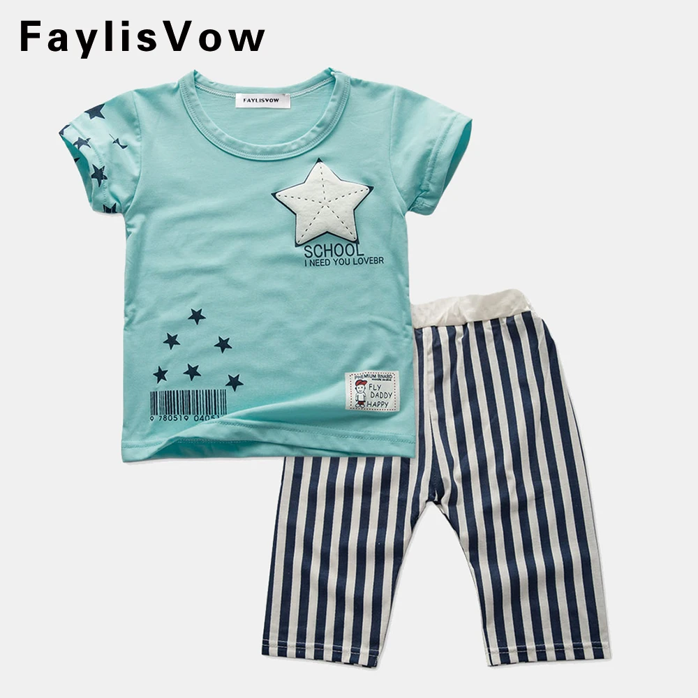 

Clearance Baby Boys Girls Clothing Set Children Summer T-shirt Pants Set Kid Star Clothes Casual Suits Baby Shorts Roupas Menino