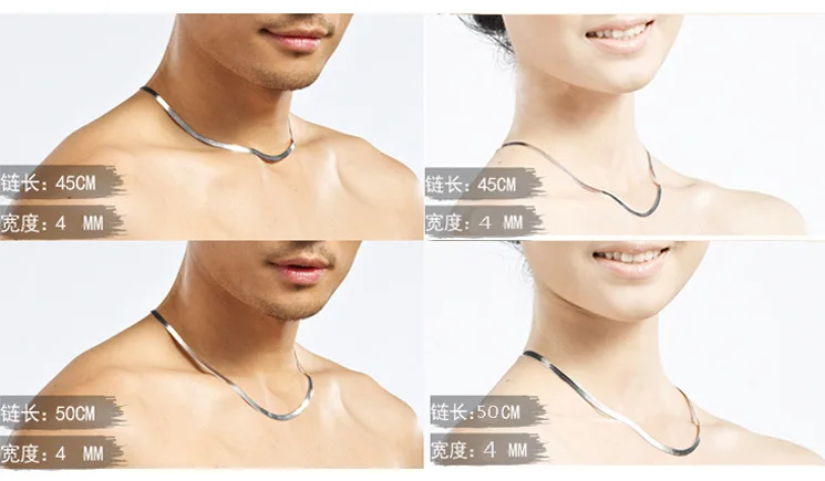 Fashion-Jewelry-50cm-Men-s-925-Silver-Necklace-Soft-Snake-Chain-20-I-Love-You-Wholesale