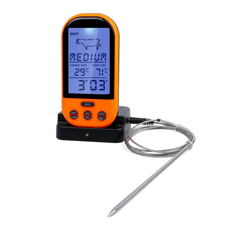 Wireless BBQ Thermometer LCD Display Digital Cooking Meat Food Oven