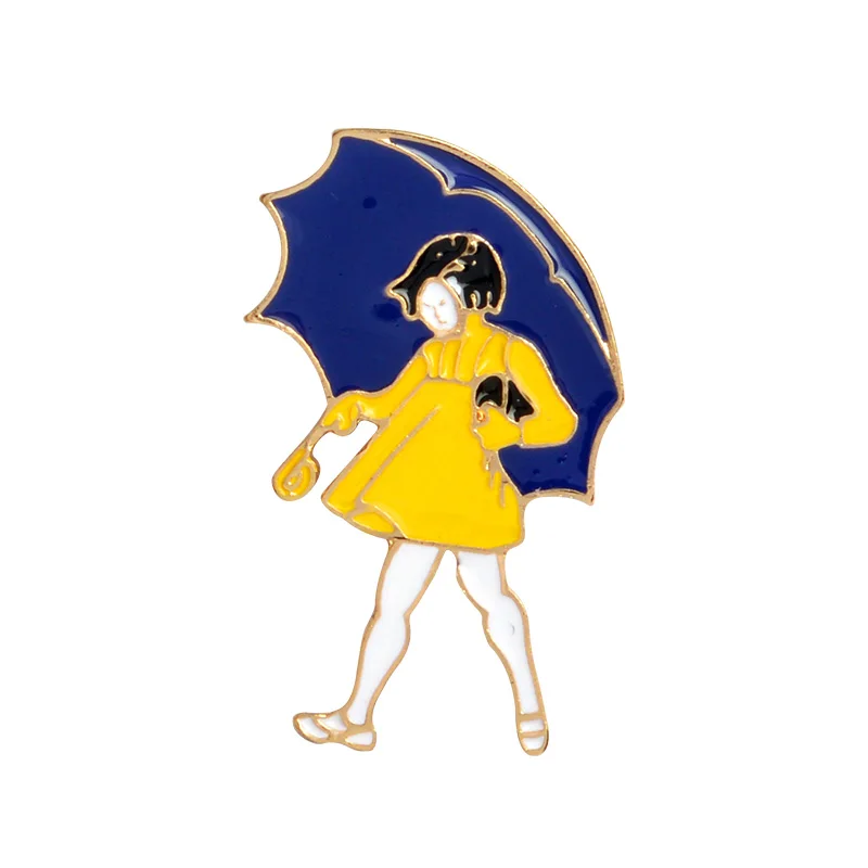 Walking in the Rain Enamel Pins Clouds Girl Umbrella Rainboots Badge Custom Brooch Bag Clothes Lapel Pin Funny Animal Jewelry - Окраска металла: style2