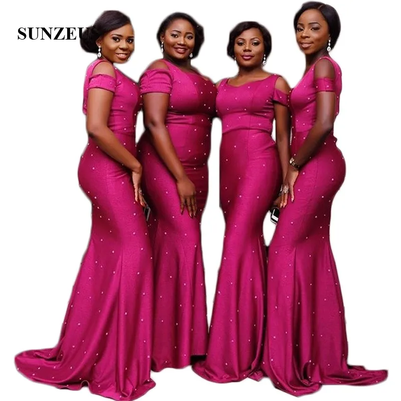 Sheath African Wedding Party Dresses Fuchsia Long Bridesmaid Sheath African Wedding Party Dresses Fuchsia Long Bridesmaid 2018 Sweetheart Tank Short Sleeve Prom Gowns Sbd78