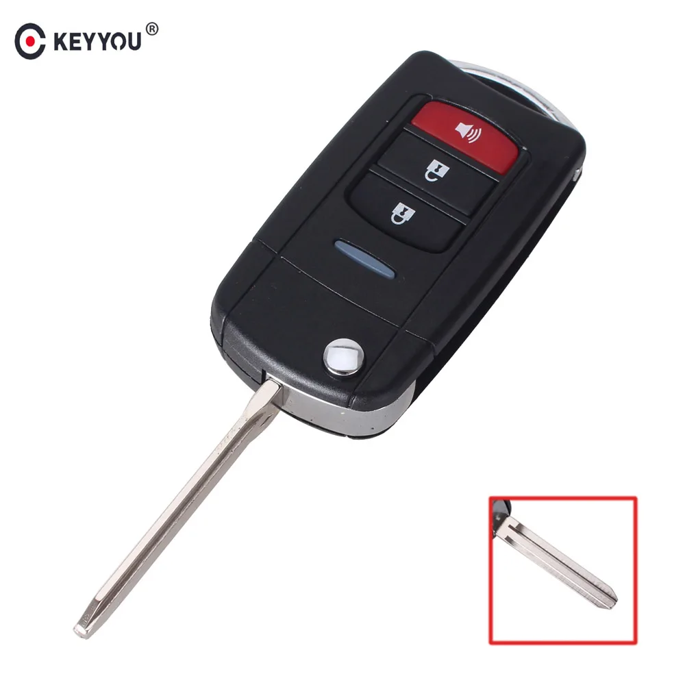 KEYYOU 3 кнопки модифицированный Флип складной пульт дистанционного управления Автомобильная головка ключа для Toyota удаленный БЕСКЛЮЧЕВОЙ вход авто заготовки ключей чехол