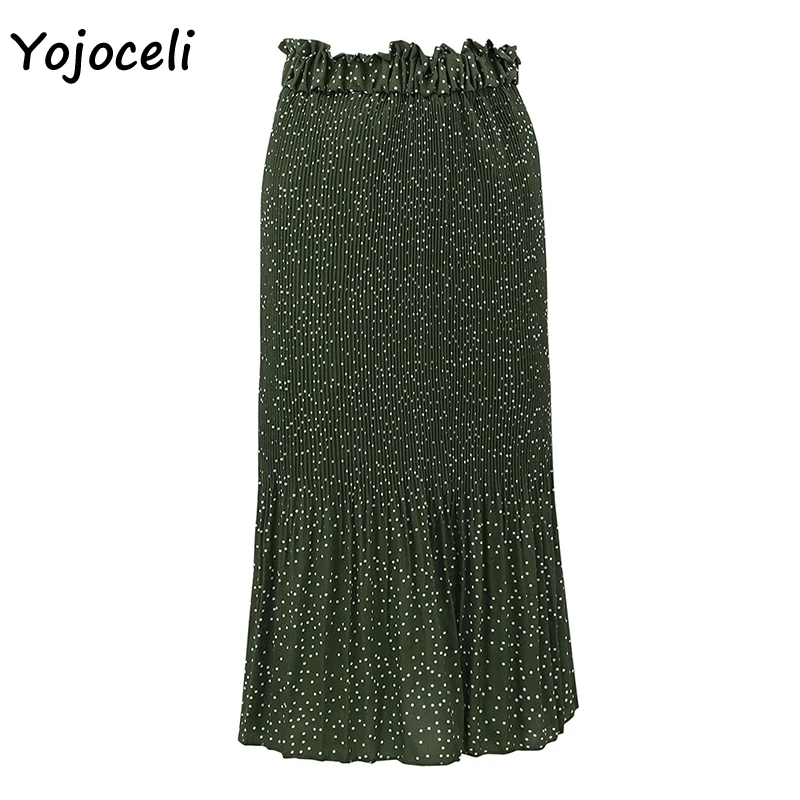 Yojoceli,, Сексуальная плиссированная юбка в горошек, нижняя, для женщин, осень, зима, бохо, пляжная юбка миди, большая, маятниковая, юбка