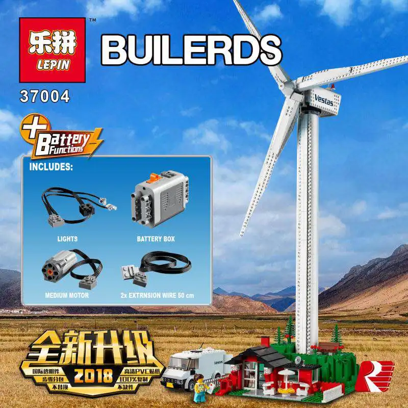 

2018 New Lepin 37004 Creative The 10268 Windmill Turbine with Motor Function Set Building Blocks Bricks DIY Toys Christmas Gifts