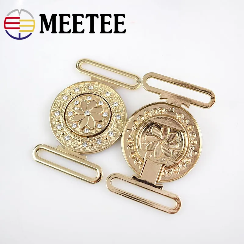 4 шт Meetee Стразы металлические пуговицы для пальто пояс для крючьев пряжки DIY Костюмы сумки шитье адаптер для часов аксессуары
