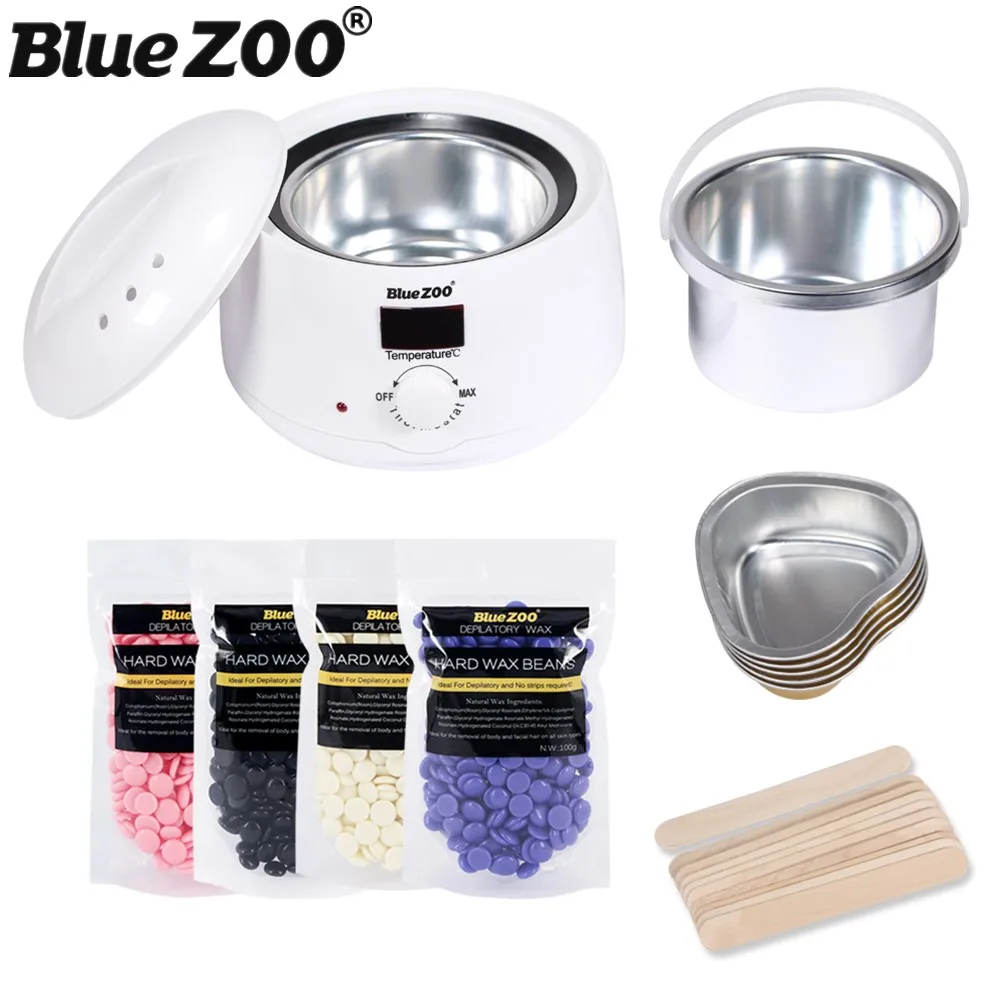 

Pro Depilatory Wax Set Mini Electric Hair Removal Wax Heater Machine with Hard Wax Pellet and Melting Bowl and Wood Spatula