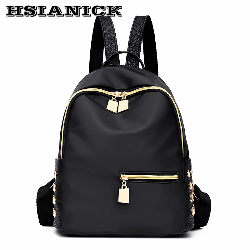 

2019 woman new design fashion black backpack Oxford cloth casual shoulder bag female Mummy book bag soft leather school backpack