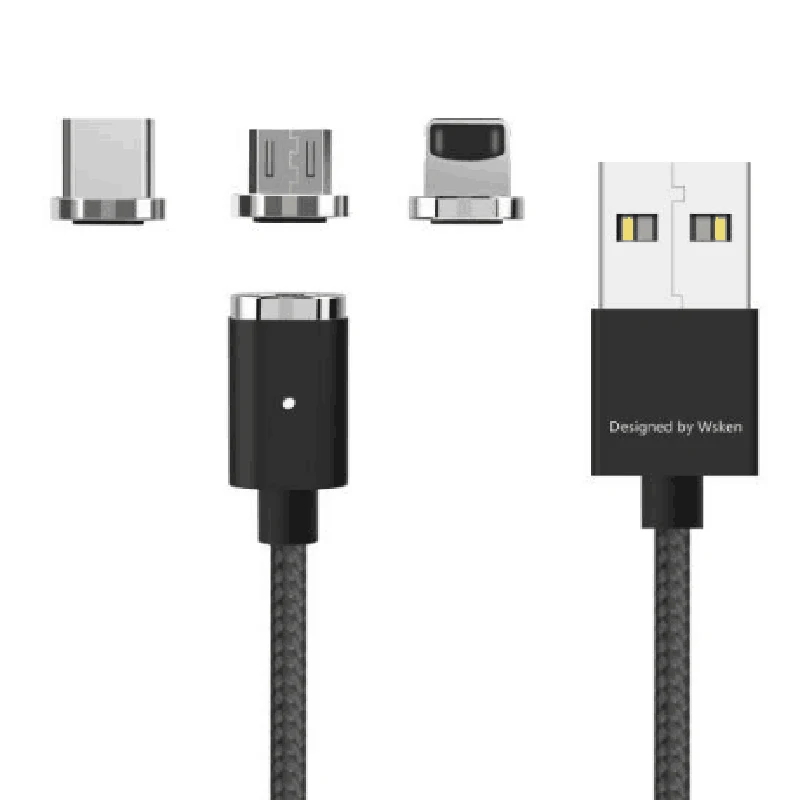 WSKEN X-Cable Mini 2 Магнитный зарядный кабель для Micro USB huawei Xiaomi samsung htc для iPhone 5 6 7 Plus SE - Цвет: Micro IOS Type-C