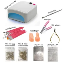 10 стилей УФ 36 Вт Светодиодный светильник 15 шт. Кисть для ногтей цирконовые Стразы ножницы драгоценный камень дизайн ногтей палец-манекен лак маникюрные инструменты Наборы