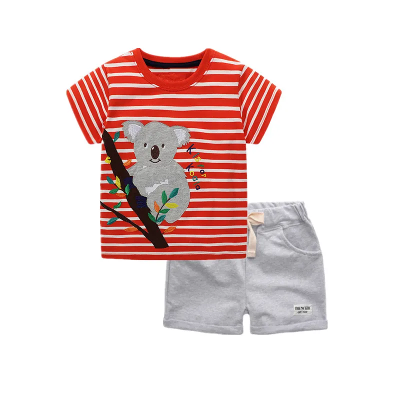 VIDMID/летние детские комплекты одежды Детская футболка для мальчиков+ короткие штаны комплекты одежды из 2 предметов детская одежда для маленьких мальчиков - Color: as photo