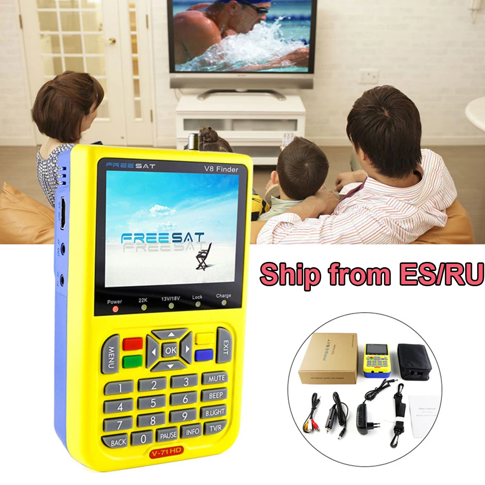 

freesat Digital Satellite Finder Meter Freesat V8 Finder DVB-S2 FTA 3.5 inch LCD Satellite Signal Receiver PK Satlink 6906
