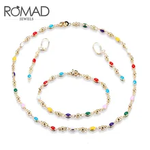 

Creative Fashion Golden Oval Necklace Earrings Bracelet Jewelry Set For Woman
