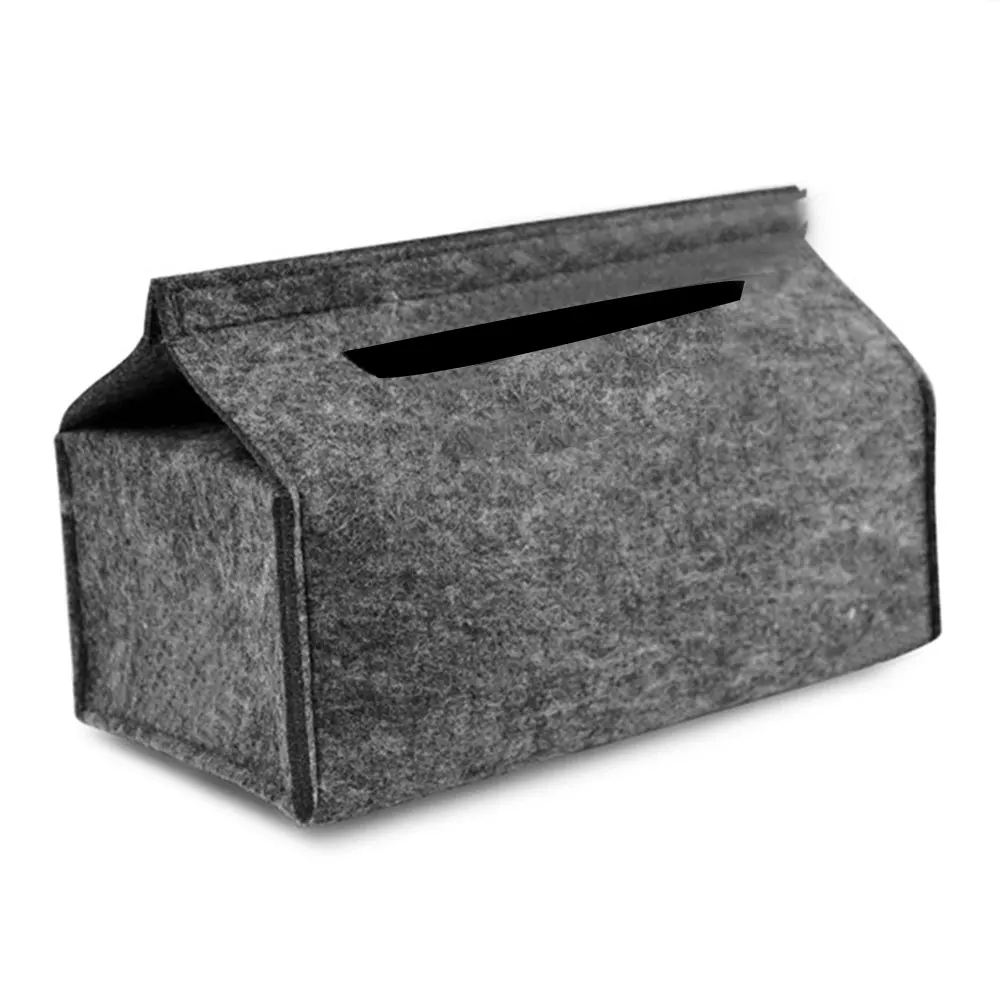 Бумажный контейнер для полотенец, автомобильный шерстяной фетр, однотонный лоток, коробка для салфеток, бытовая офисная насосная квадратная коробка для хранения, модный войлок - Цвет: Черный