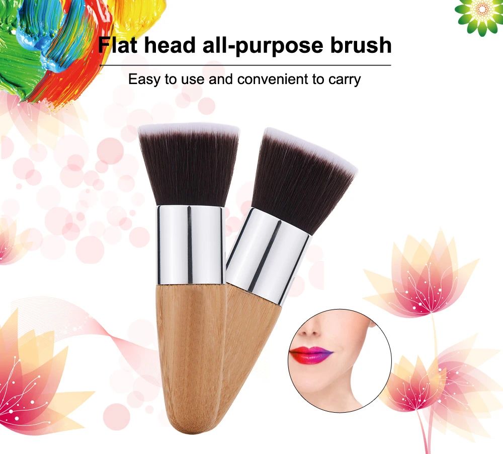 Pooypoot 1 шт бамбуковые Кисточки для макияжа Портативный Flat Top Blush кисточка для рассыпчатой пудры Фонд Тени для век изысканный Косметика