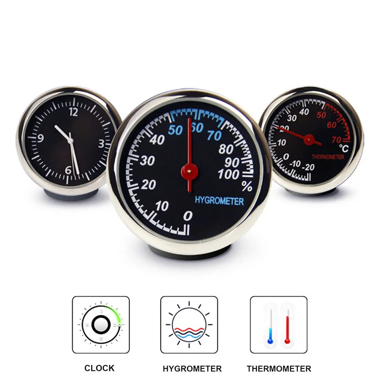 

Car Decoration Mini Auto Thermometer Hygrometer Digital Quartz Clock 3pcs/lot Automobile Watch Decor Car Clock Car Ornament