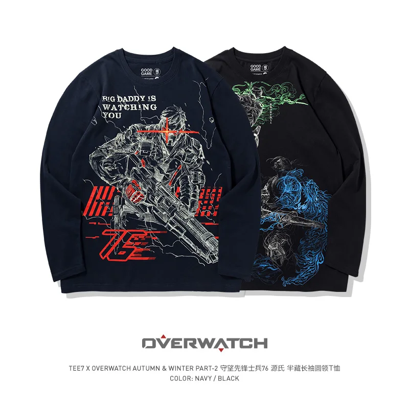 Свитер TEE7 мужской с длинным рукавом хлопковый топ принтом Game OW Повседневная
