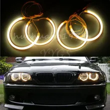 New 4x Angel Eyes Halo Rings 131mm 146mm Beam CCFL Light Non-Projector For BMW E46 3 Series 1993-2003 Yellow Car Styling