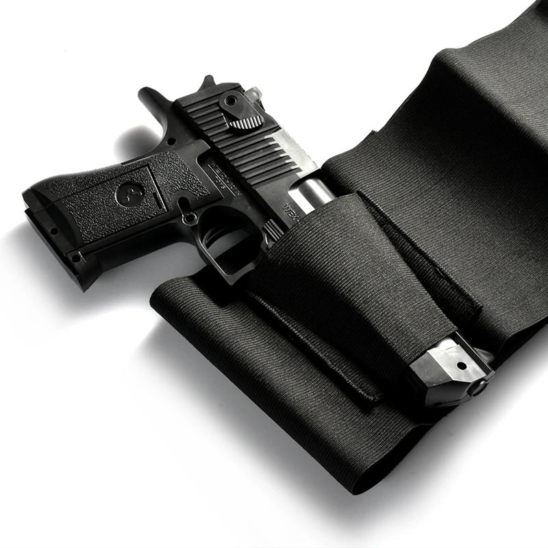 

Tactical Adjustable Belly Band Waist Pistol Gun Holster With Double Magazine Pouches