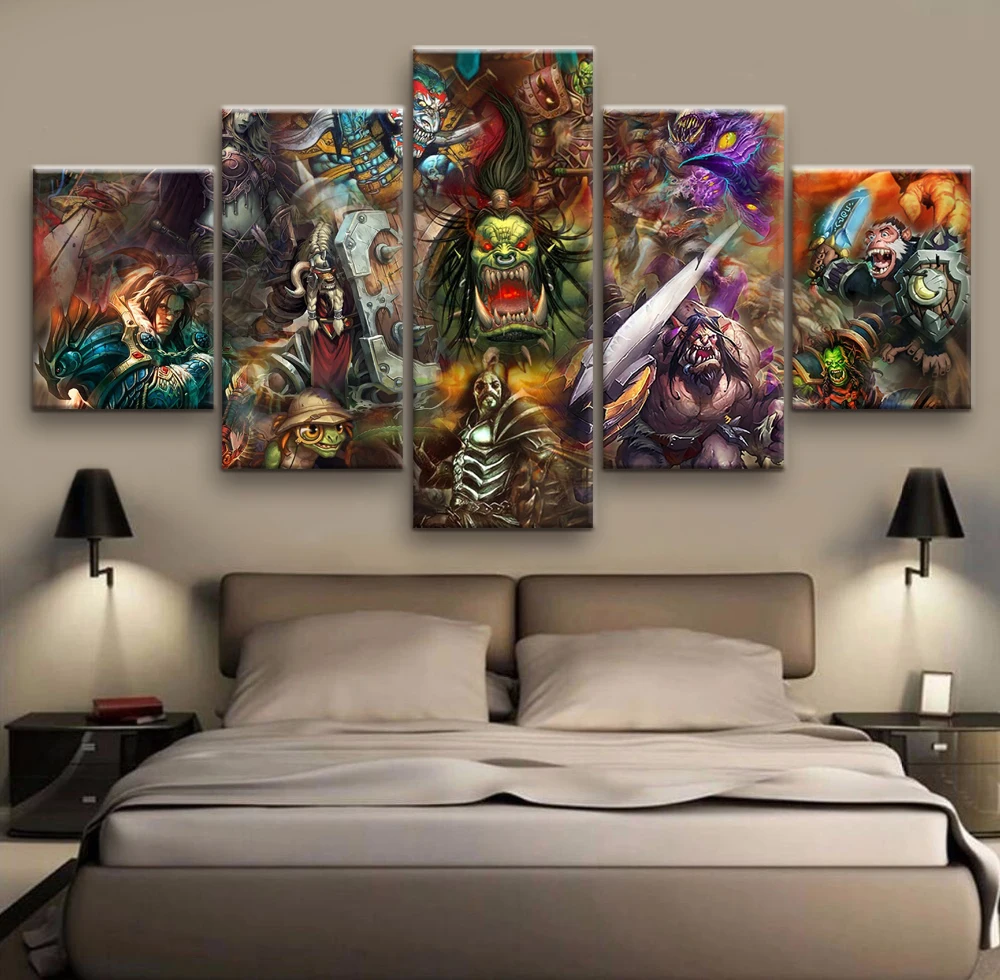 Online Whole World Of Warcraft Canvas From China Hd 5 Piece Canvas Art Printed World Warcraft Game Painting Room Decoration Free Shipping Ff