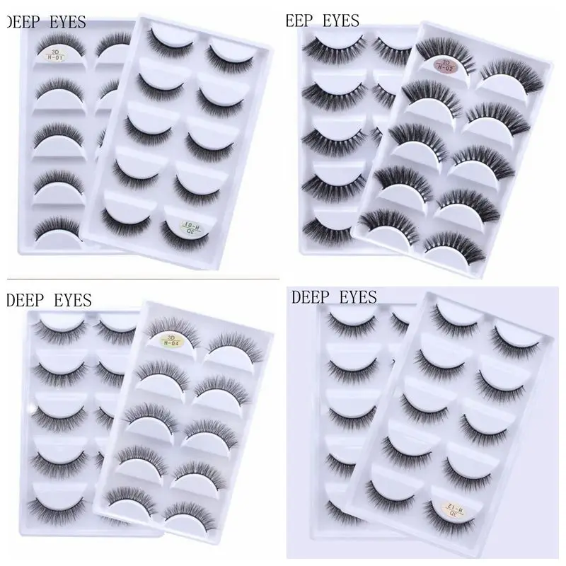 

50 Pairs / 10boxes 3D mink eyelashes Natural False Eyelashes Long Messy Makeup Fake Eyelashes Extension Makeup Beauty tools
