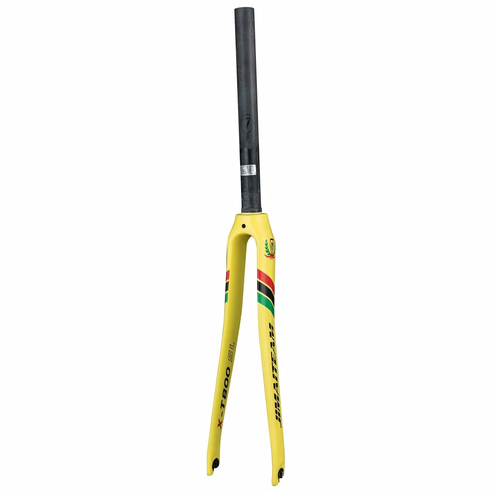 

2018 new JIMAITEAM full carbon fiber road bicycle front fork / dead flying bicycle front fork fork 700C 1-1 / 8 road bike yellow