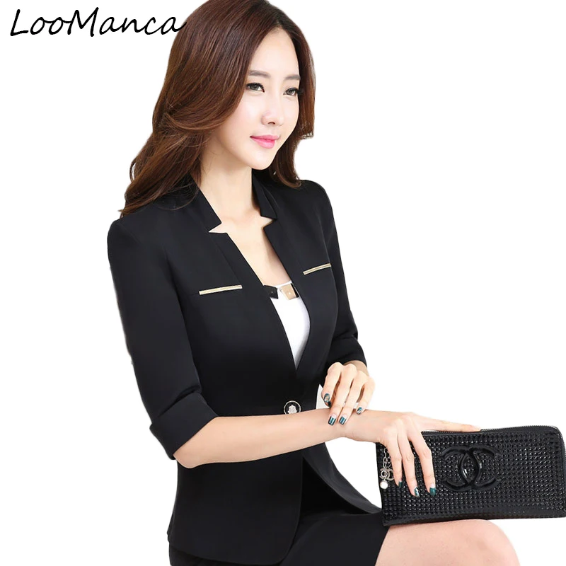 New Women Slim Blazer Coat Spring Summer Casual Jacket One