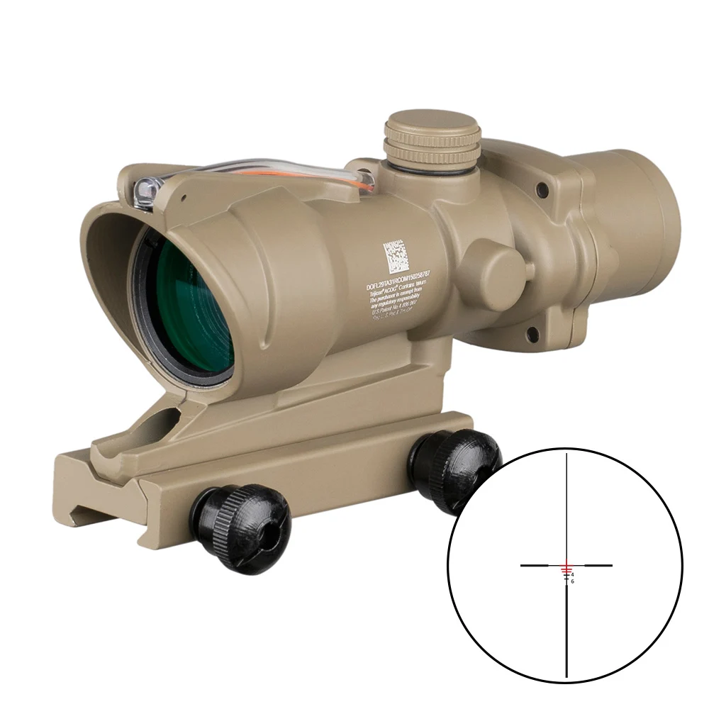 Trijicon ACOG 4X32 Scope Fiber Optics Red Dot Adjustable Illuminated Chevron Glass Etched Reticle Tactical Hunting Sight - Цвет: SRCross