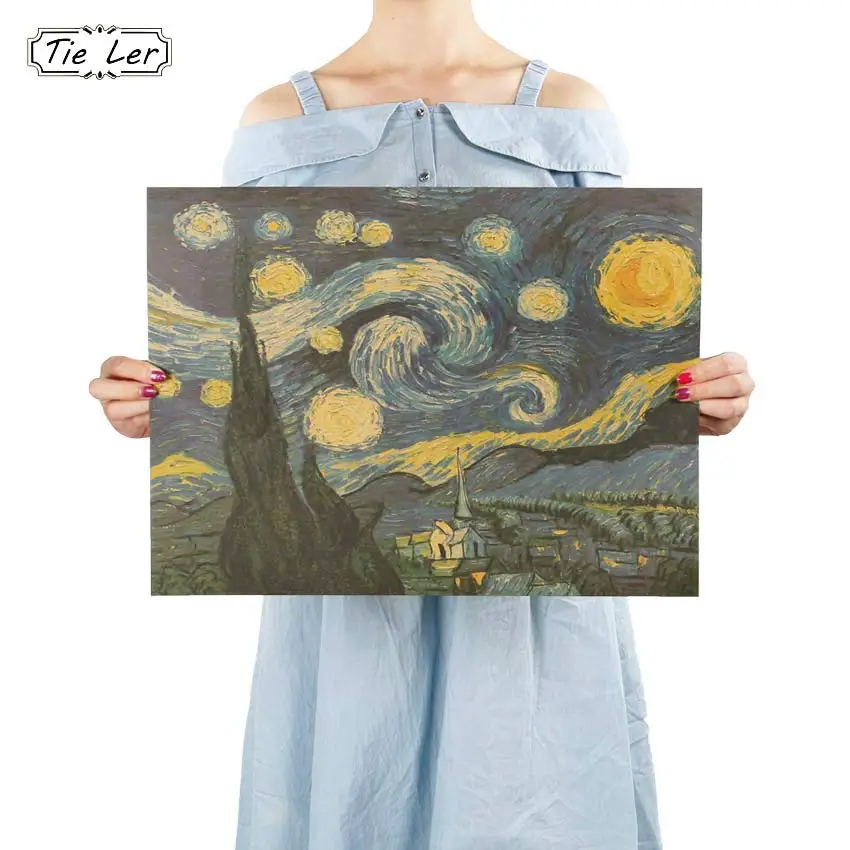 

Impressionist Masterpiece Painting Starry Sky Poster Paper Adornment Wall Sticker Paper Craft
