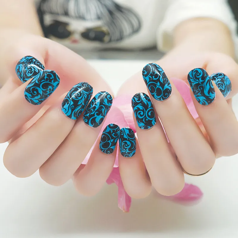 Hot Flower Polish Nail Strips Black Blue Sticker Salon Style Hot Flower Polish Nail Strips Black Blue Sticker Salon Style Art Gift In Stickers Decals From Beauty Health On Aliexpress Alibaba Group