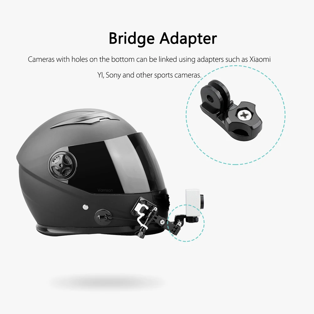 Vamson шлем аксессуары для Gopro Hero 6 5 4 комплект изогнутый для шлема клейкий боковой адаптер крепления для YI для SJCAM VP125D