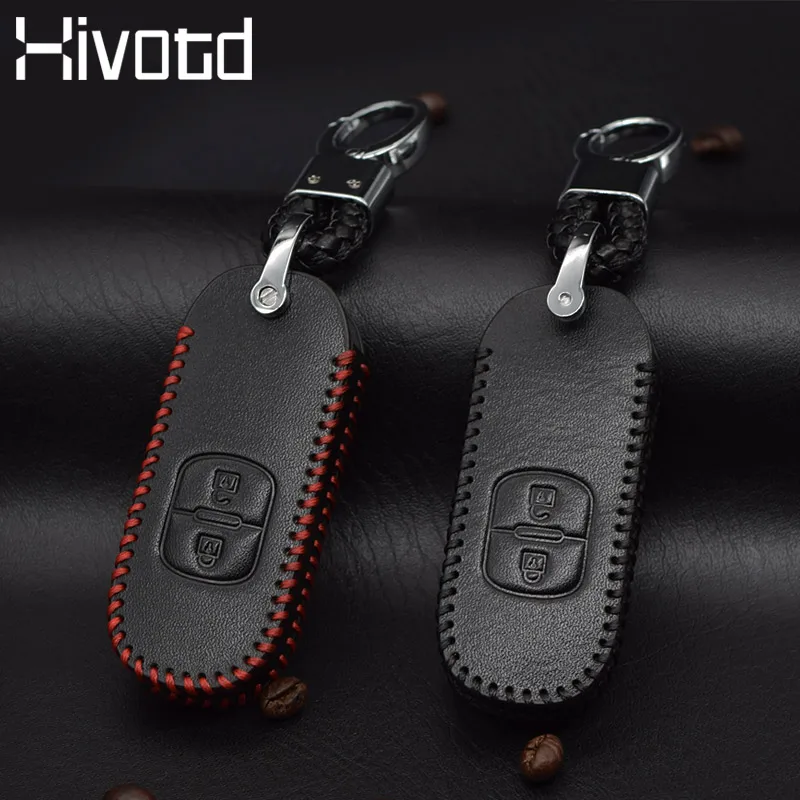 

Hivotd For Mazda CX-5 CX5 Leather Case Key Cover Smart Cap protection Shell Interior Parts accessories key case 2017 2018 2019