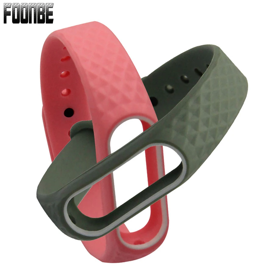 

Foonbe For Mi Band 2 Colorful Stripe Replace Strap for Xiaomi Silicone Wristbands for MiBand 2 For Mi Band 2 3D Double Color