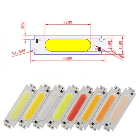 10 шт./светодиодный 60*15 мм COB светильник DC 12 В 2 Вт светодиодный диодный светильник ing Chip красный синий розовый зеленый желтый белый теплый для DIY лампы