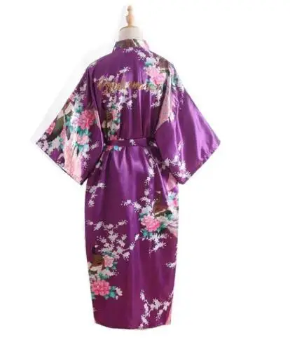 Шелковый халат для невесты, платье подружки невесты, халат для матери, женские атласные свадебные кимоно, сексуальное платье для сна, женский халат - Цвет: purple bridesmaid