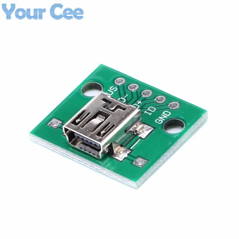 Mini USB to DIP Adapter Plate Converter for 2.54mm PCB Board DIY Power Supply Female head (3)