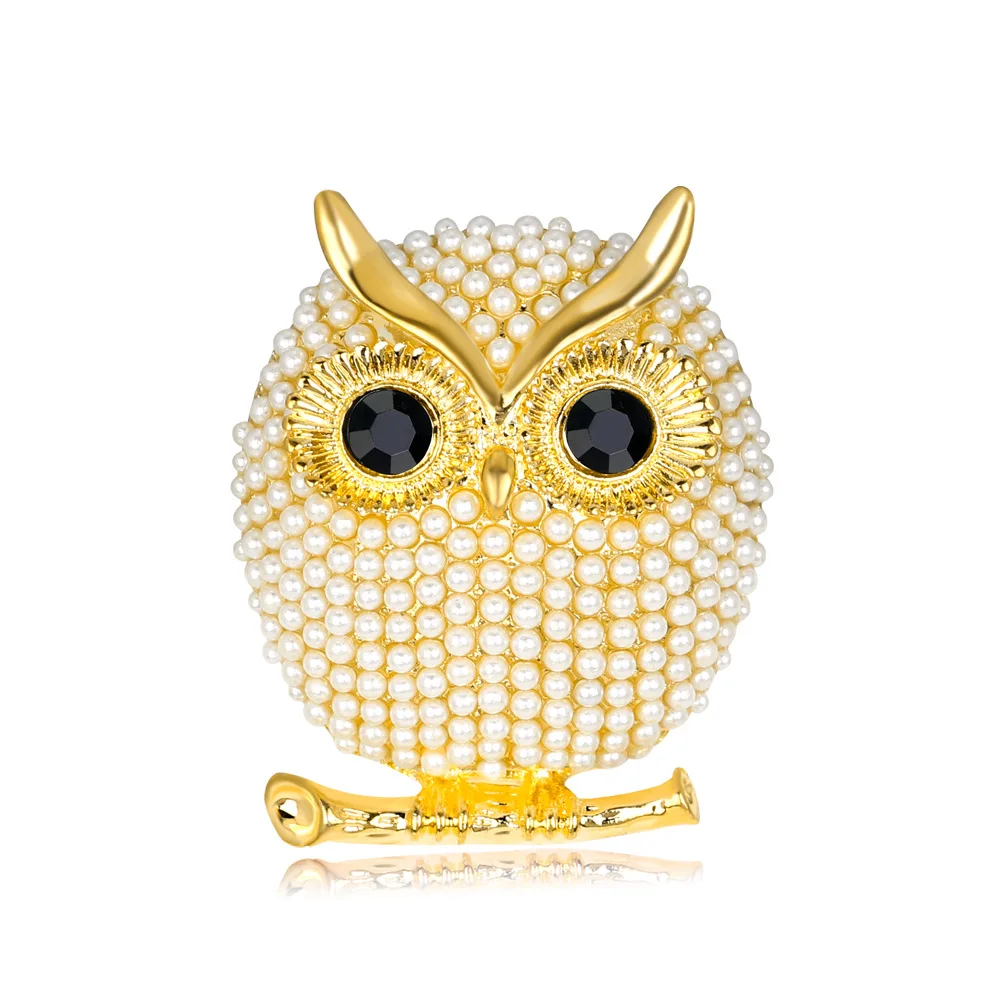 CHUKUI Simulated Pearl Brooch Animal Owl Brooches For Women Party Accessories Wedding Decoration Christmas Jewelry Brooch (5)