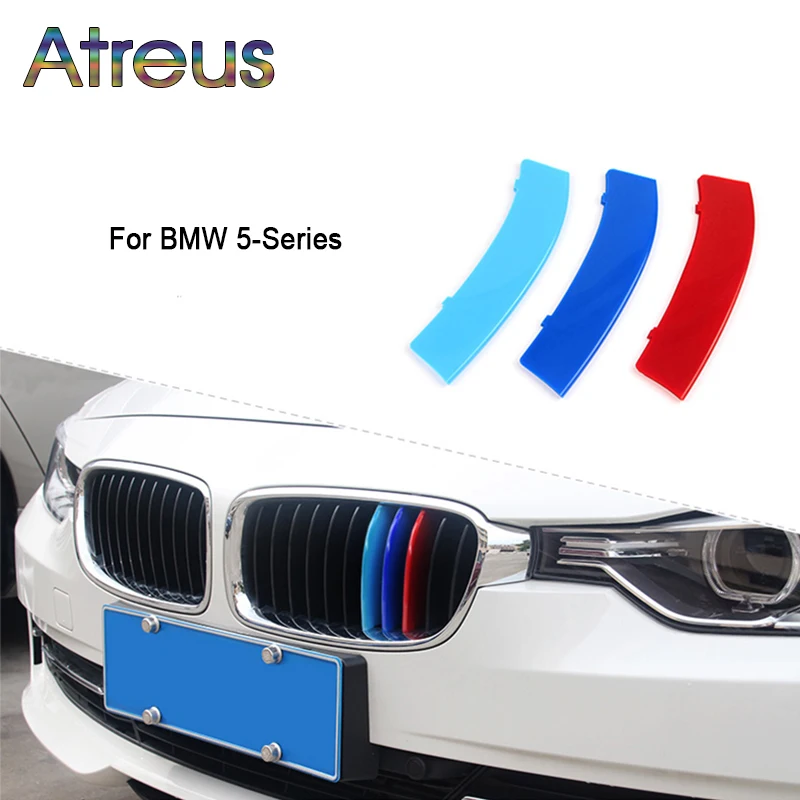 

Atreus 3pcs For BMW 5-Series E60 E39 F10 F07 G30 5 Series Motorsport Power M Performance Car Front Grille Trim Strips Cover