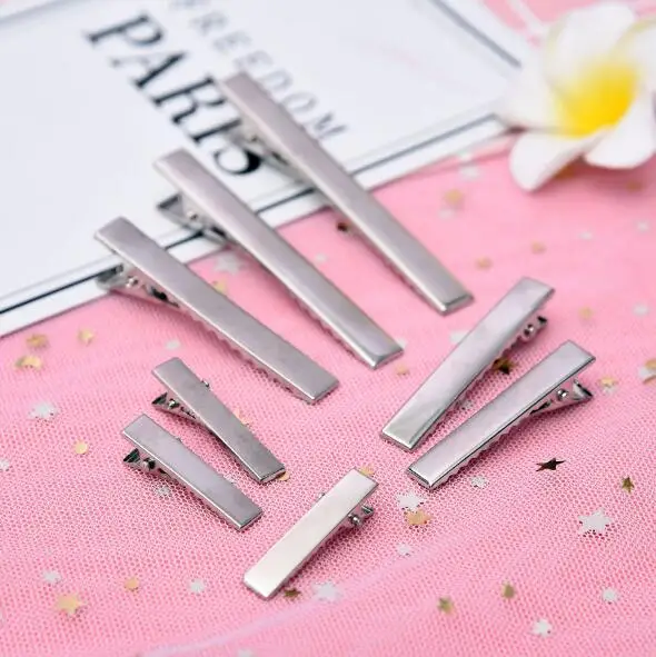 

50Pcs DIY Barrette Teeth Hair Clips Utility Flat Single Prong Alligator Clips 3.2cm/4.1cm/5.5cm/6.5cm