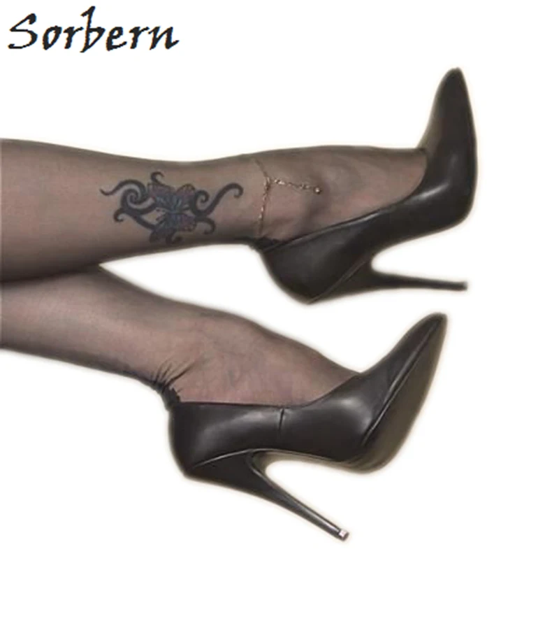 

Sorbern Sexy 12Cm Stilettos High Heel Women Pump Shoes Pointed Toe Slip On Black Heels Party Shoes Sapato Feminino