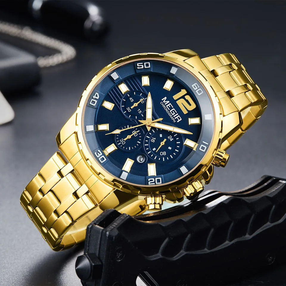 

Relogio Masculino Mens Watches Top Brand Luxury Dress Famous Brand Watch Men Waterproof Calendar/Luminous Watch Gold Men waches