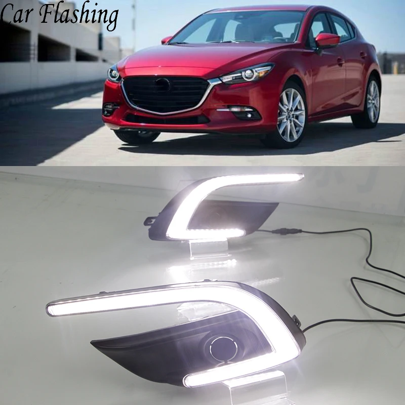 Car Flashing 1 Set DRL For Mazda 3 Mazda3 2017 2018 LED DRL Daytime